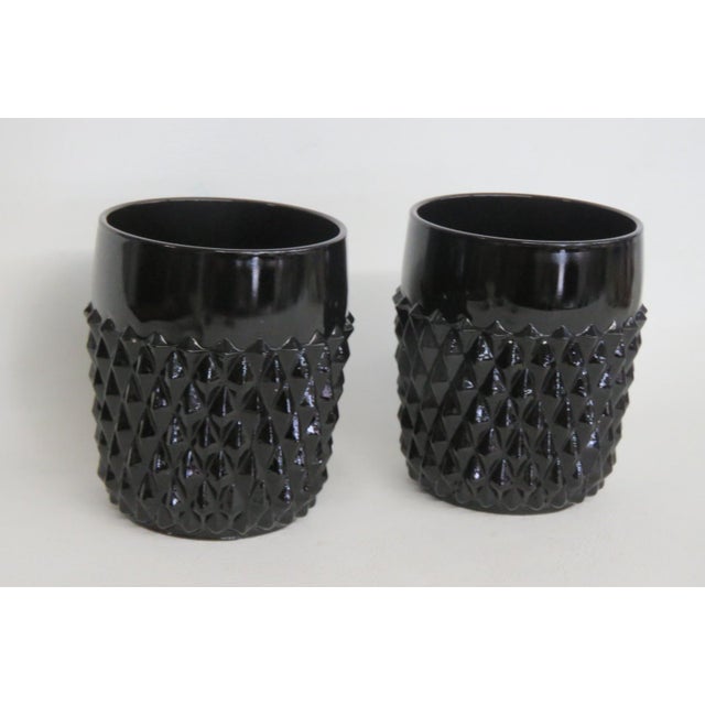 This fabulous Pair of 2 Cups / Tumblers is made of glass. Both pieces feature a gorgeous diamond-point texture to the...