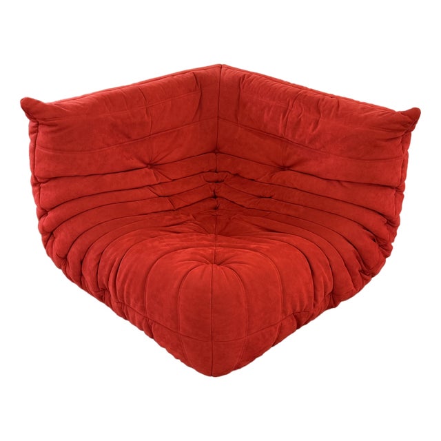 Michel Ducaroy for Ligne Roset Togo Corner Armless Side Chair, Alcantara Goya Red For Sale
