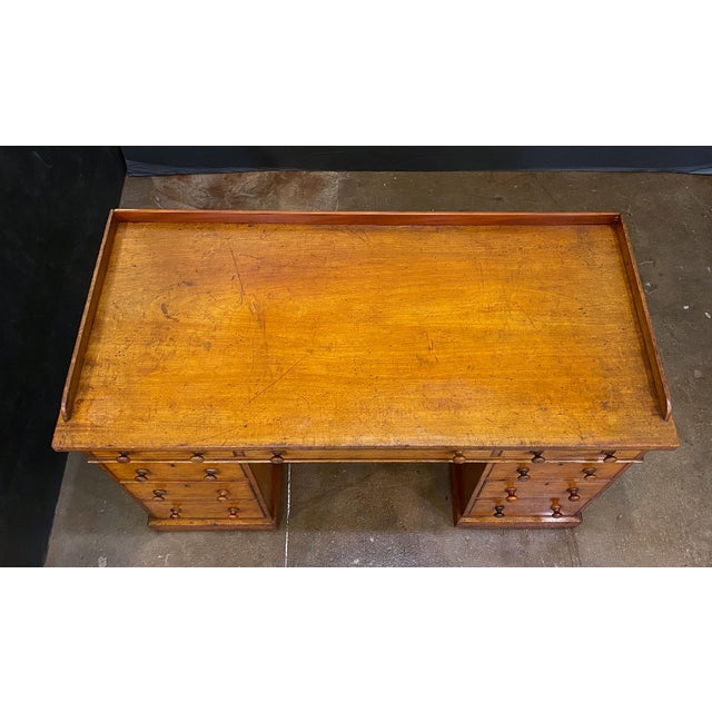 Large English Pedestal Desk With Kneehole Cabinet of Mahogany For Sale - Image 10 of 11