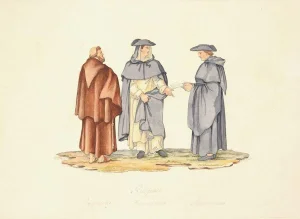 Religious Men - Colored Etching After F. Ferrari by G.B. Cipriani 1822