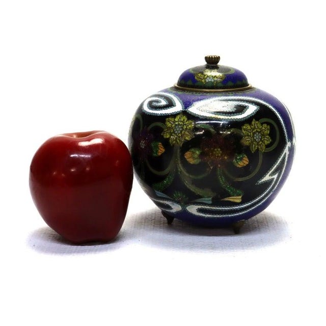 Antique Chinese Cloisonne Enameled Lidded & Footed Jar Early 20thC For Sale - Image 4 of 9