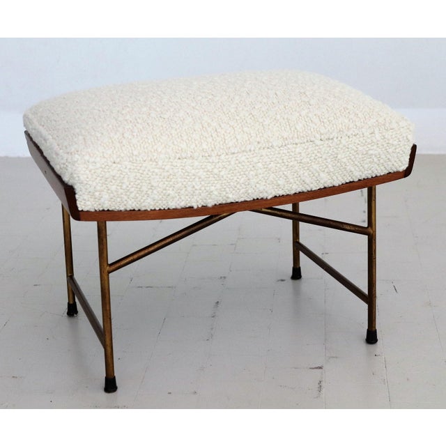 Slipper Chairs and Ottoman in Walnut and Bouclé by Renzo Zavanella, 1950, Set of 3 For Sale - Image 18 of 18