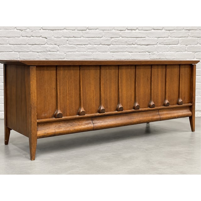 Mid-Century Modern Mid Century Modern Sculptural Walnut Commode | Cabinet With Brutalist Style Wood Details, C. 1960s For Sale - Image 3 of 16