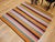 Textile Vintage Turkish Sofreh Kilim, Flat-Woven Wool, Stripe Pattern, Yellow & Green, 5x5 For Sale - Image 7 of 11