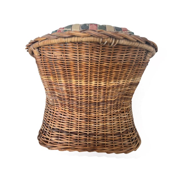 Vintage Rattan Club Chairs + Ottoman | Thick Braided Honey Cane | Palm Beach Coastal Style - 3 Pieces For Sale - Image 6 of 7