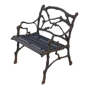 1930s French Rustic Faux-Bois Iron Garden Bench