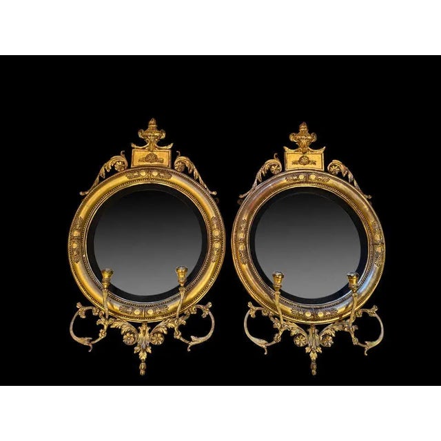 Hollywood Regency English Regency Convex Mirrors, 1820s, Set of 2 For Sale - Image 3 of 11