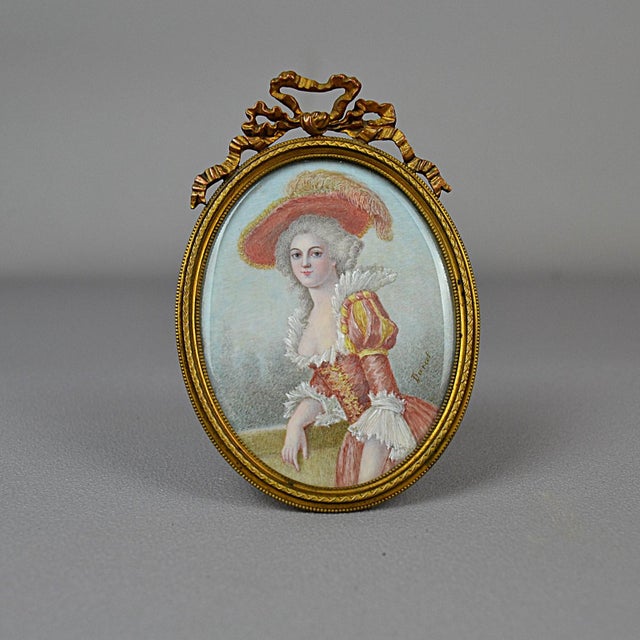 Darcet, Portrait Miniature of a Lady from the Rococo Period, 1800s, Painting, Framed For Sale - Image 6 of 11