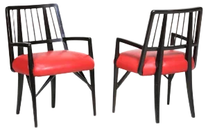 Chairs in Black Lacquered Wood by Paul Laszlo, 1950s, Set of 4