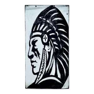 Vintage Native American Painting Oil on Wood