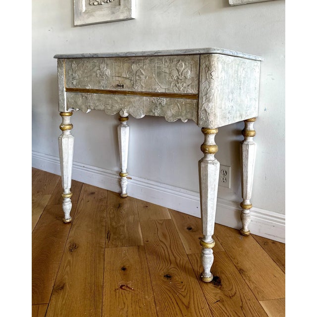 1920s Victorian Piano Spinet Writing Desk with a Venetian Plaster Finish For Sale - Image 4 of 12