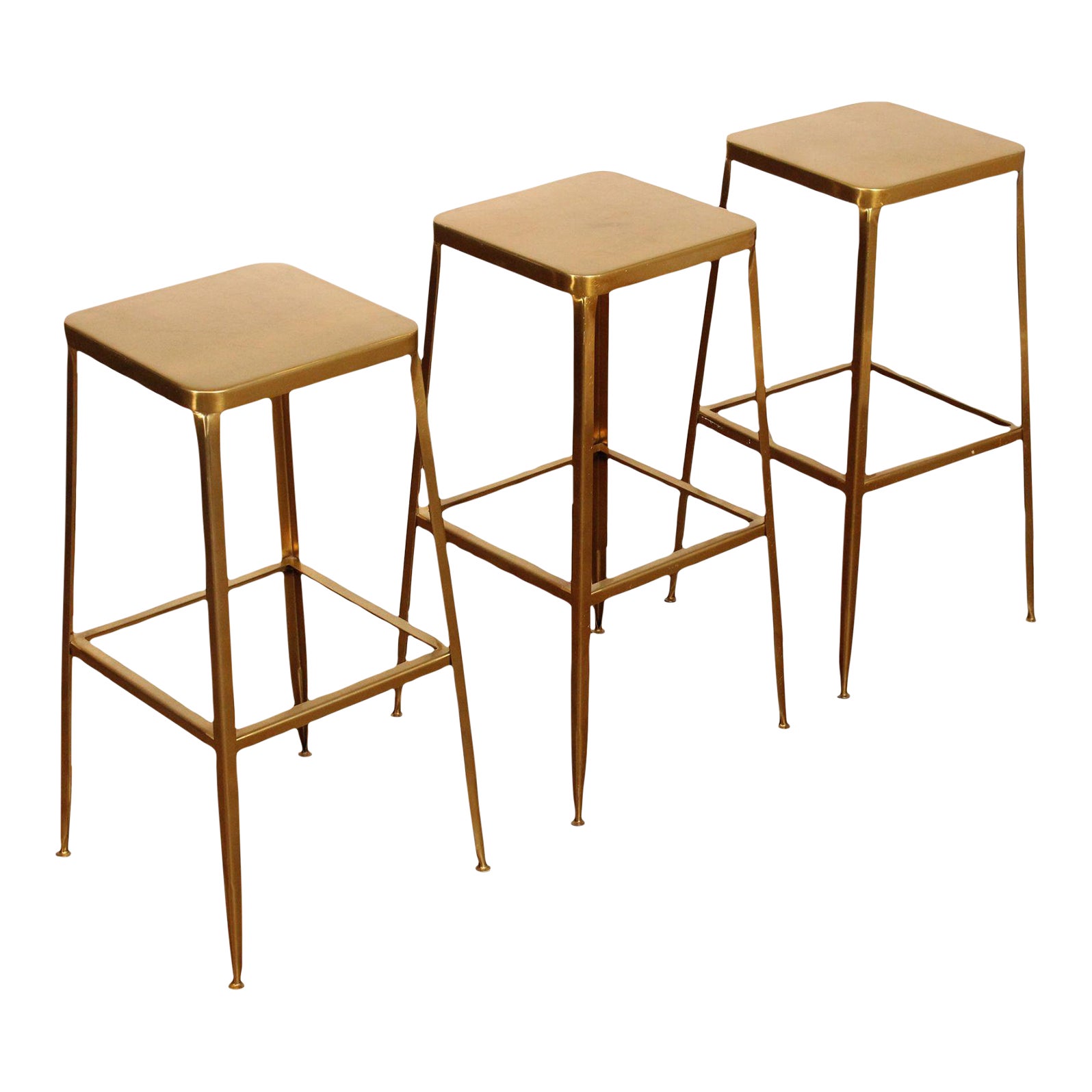 Contemporary Flint Gold Metal Bar Stools Set of 3 Chairish