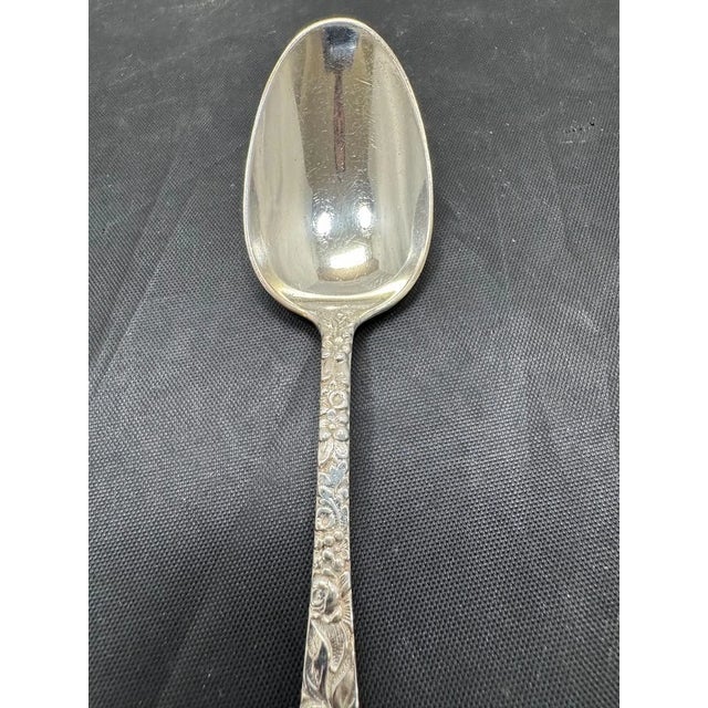 The Stieff Co. Antique Stieff Rose Sterling Silver 5.875" Flat Handle Teaspoons Set 12 Monogram For Sale - Image 4 of 12