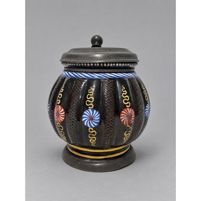 Rustic German Saxon Annaberg-Type Enamelled Krug Dated 1710 For Sale - Image 3 of 13