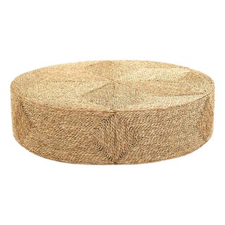 Woven Natural Seagrass 40" Ottoman For Sale