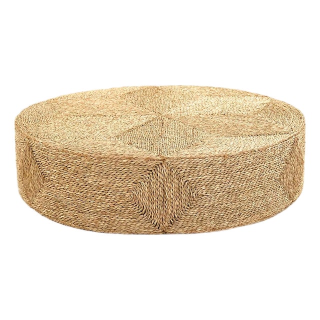 Woven Natural Seagrass 40" Ottoman For Sale