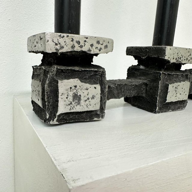 Mid-Century Brutalist Candleholder, 1970s, in Good conditions. Designed 1970 to 1979