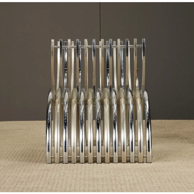 Metal 1970s Italian Chrome Sculptural Table Base, Modernist Dining or Coffee Table Base, Mid Century Modern Architectural Pedestal Base For Sale - Image 7 of 14