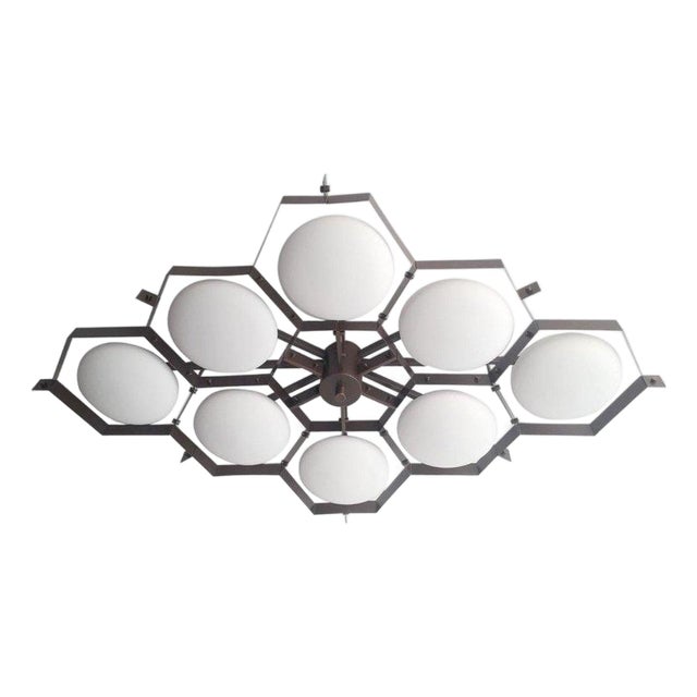 21st Century Beehive Bronze Matte Murano Flush Mount by Fabio LTD For Sale