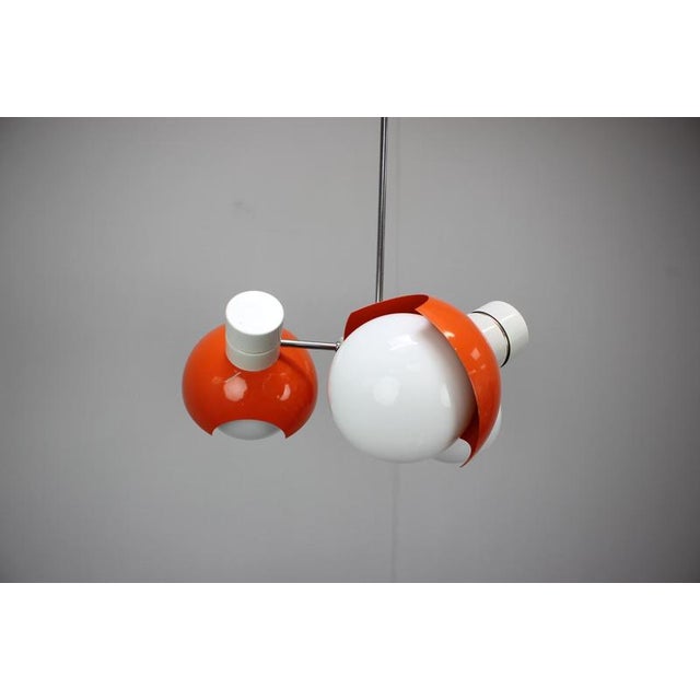 Czechoslovak Space Age Orange and Opaline Glass Chandelier from Napako, 1970s For Sale - Image 11 of 17
