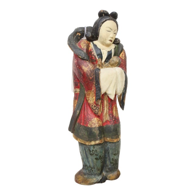 Antique Wooden and Polychromed Japanese Secret Christian Sign/Marker For Sale