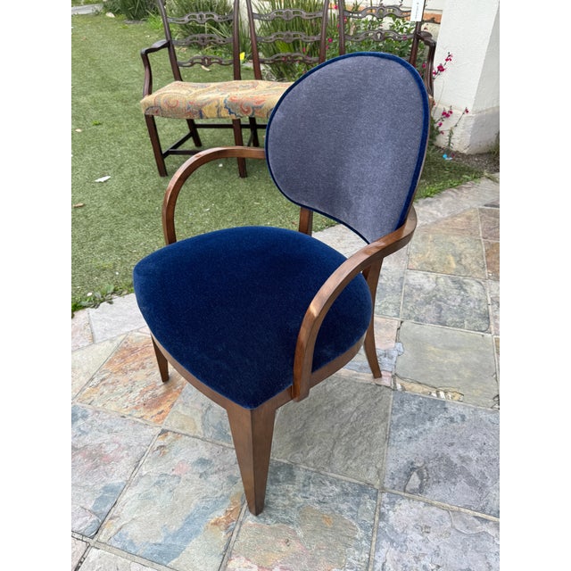 Custom Design Walnut + Mohair Dining Chairs, Set of Ten For Sale In San Francisco - Image 6 of 13