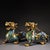 This is a matching pair of cloisonné enamel figurines in the form of guardian lions (Pixiu), featuring intricate high-...