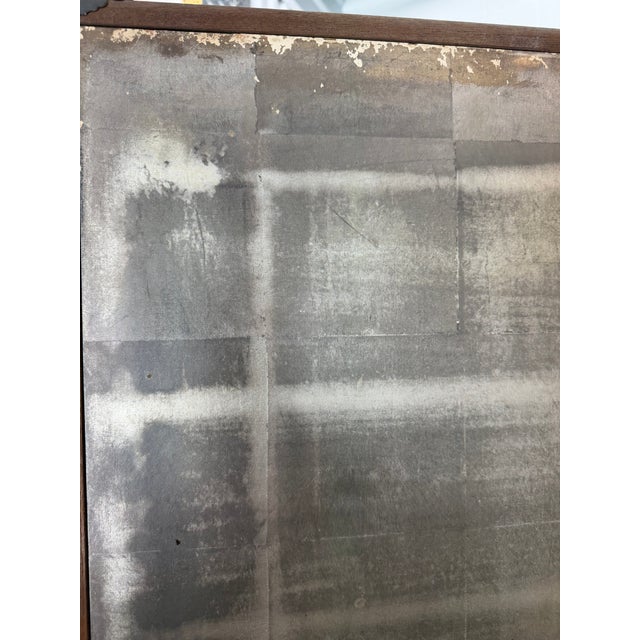 Meiji Japanese Folding Screen Byobu 2 Panel Antique Late 19th Century Silver Leaf Framed For Sale - Image 16 of 18