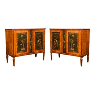 Dutch Neoclassic Style Satinwood and Japanned Cabinets - A Pair For Sale