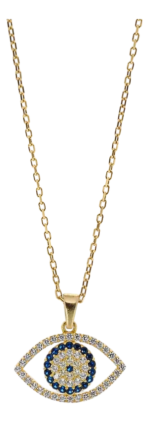 Sparkly Gaze Evil Eye Gold Chain Necklace