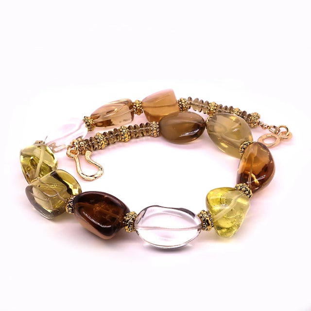 Metal Autumn Tone Polished Quartz Nugget Necklace For Sale - Image 7 of 7