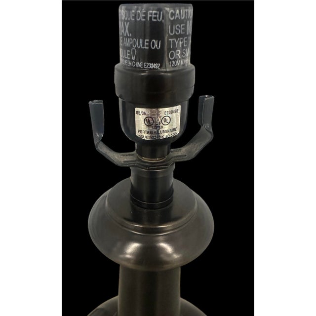 Metal Mid Century Modern Brass Metal Bronze Finish Table Lamp Base Vintage For Sale - Image 7 of 8