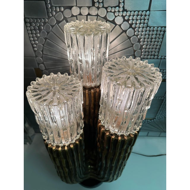 1960s Antique Gold Leaf Plaster Cactus Lamp For Sale - Image 5 of 12