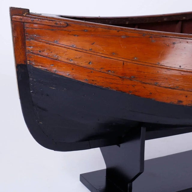 Large Mahogany Antique Boat Model For Sale - Image 9 of 10
