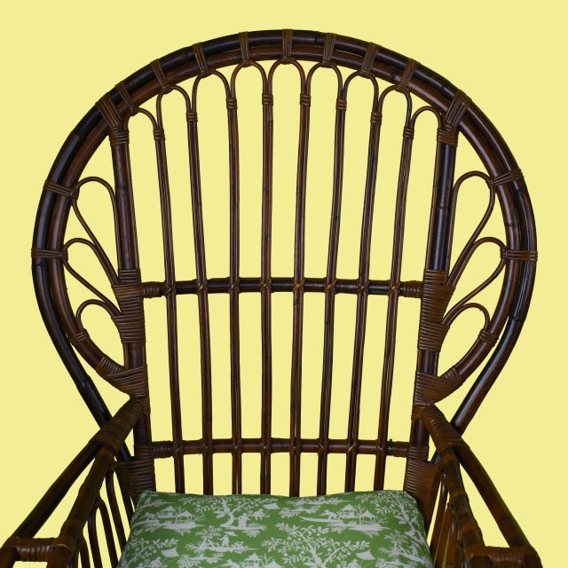 1970s Pair of Italian Ballon Back Rattan and Cane Wrapped Chairs For Sale In West Palm - Image 6 of 7