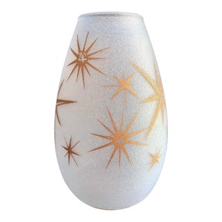 Mid Century Atomic Star Frosted Vase by Bartlett-Collins For Sale