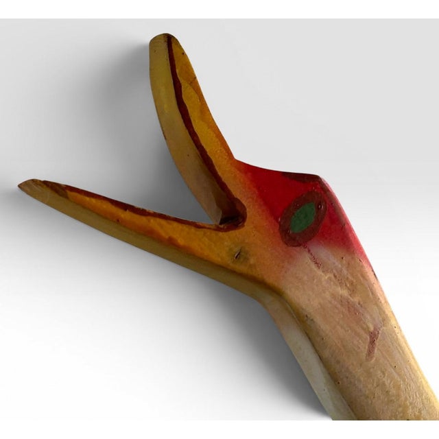 Rustic Late 20th Century Monumental Denver and Ter Borders Hand Carved Wood Crane Sculpture With Welded Rebar Feet For Sale - Image 3 of 13