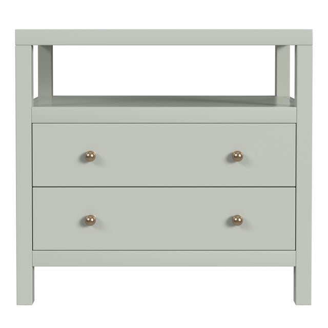Spritely Home Accent Furniture Nora 28 in. W Rectangular 2 Drawer Wide Nightstand with Open Shelf, Sage Green For Sale - Image 4 of 8