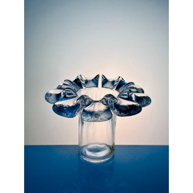 Handcrafted crystal glass vase by Göran Wärff & Ann Wärff for Kosta Boda, Sweden. The vase, named Crinoline, showcases the...