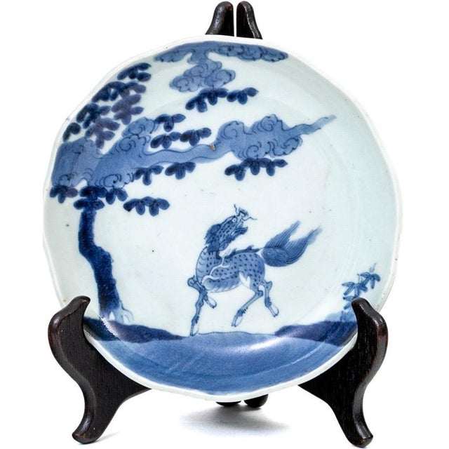 Chinoiserie Antique 19th Century Chinese Blue and White Porcelain Qilin Dishes - A Pair For Sale - Image 3 of 13