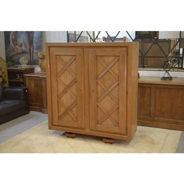 Light Oak Wardrobe with Geometric Lattice Pattern, 1940s For Sale - Image 15 of 15