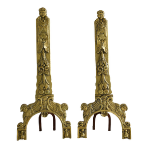 Early 19th Century French Baroque Bronze Figural Andirons
