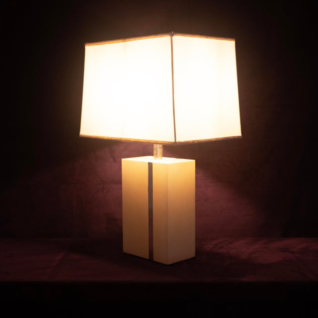 Tommaso Barbi Parchment and Metal Geometric Table Lamp by Aldo Tura Production For Sale - Image 15 of 17