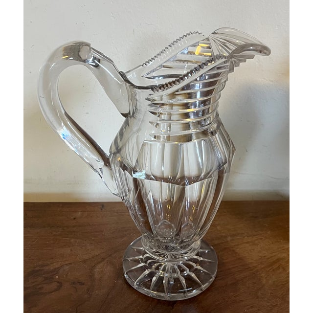 Large Antique Early 19th Century George III Anglo Irish Cut Crystal Glass Wine Ewer or Water Pitcher For Sale - Image 12 of 13