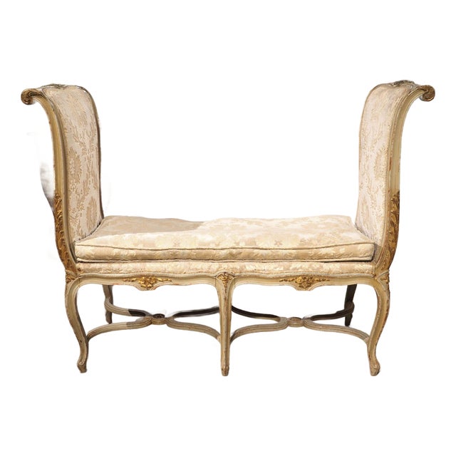 Large 19th Century Louis XV Style Painted Banquette De Fenêtre Window Bench For Sale