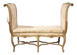 Large 19th Century Louis XV Style Painted Banquette De Fenêtre Window Bench