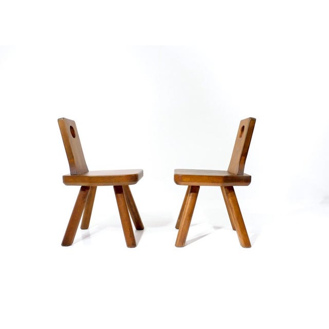 Brutalist Swiss Wooden Chairs, 1970s, Set of 2 For Sale - Image 4 of 18