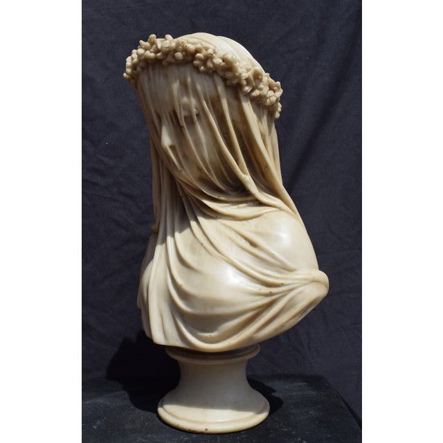 Contemporary Bust of Veiled Lady in Reconstructed Carrara Marble by Marco D'Urso For Sale - Image 3 of 7