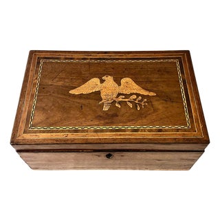 Mid 19th-Century American Eagle Inlaid Document Box With Inset Tray For Sale