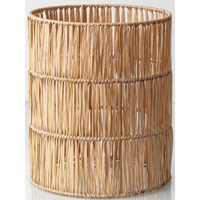 Mid-Century Modern French Pottery Table Lamp with Raffia Lampshade from Accolay Studio, 1950s For Sale - Image 11 of 13